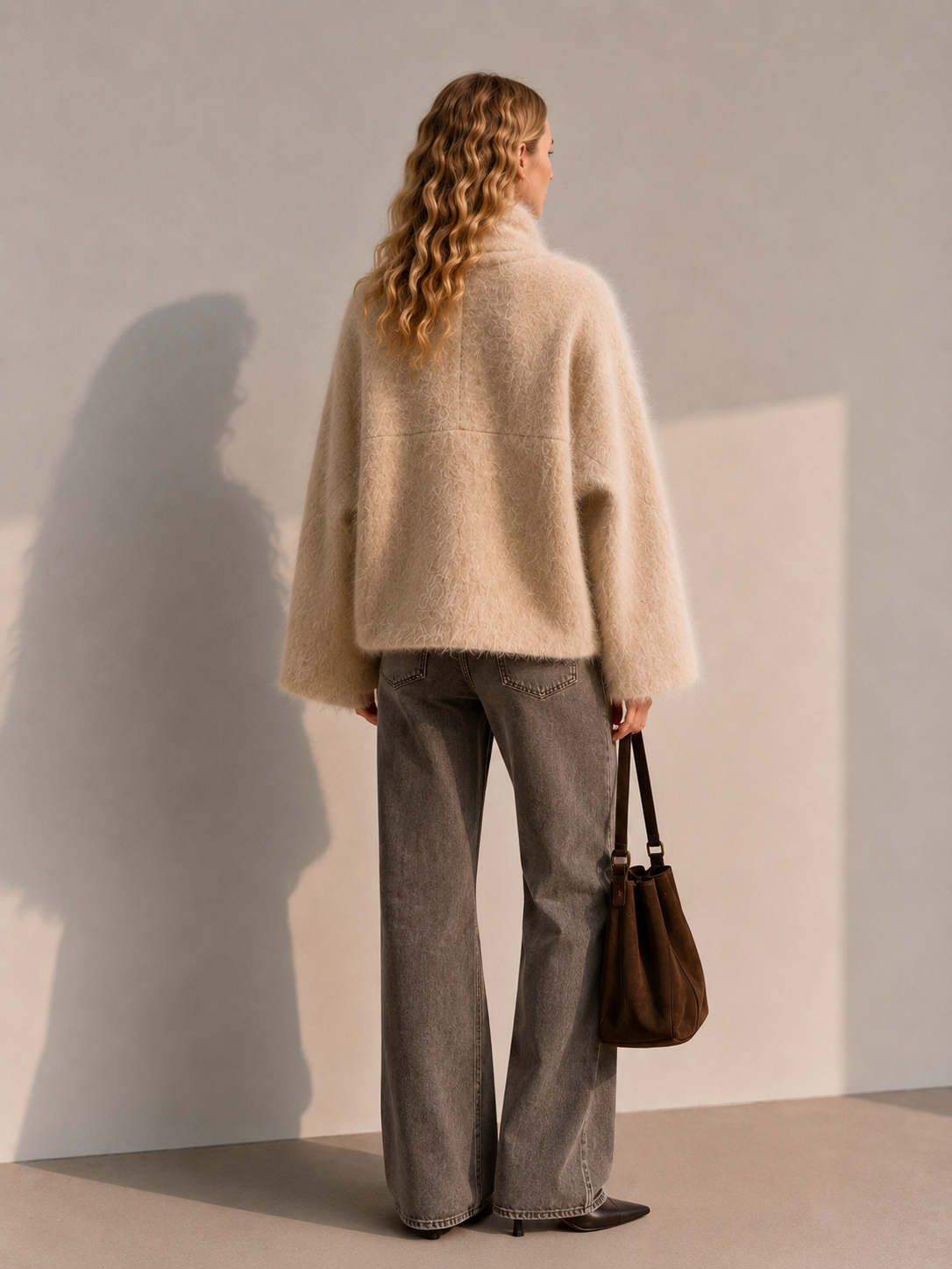 Single Breasted Stand-collar Hand-sewn Thick Casual Solid Color Womens Woolen Coat Single-faced Cashmere Winter Full Sleeve GC0035