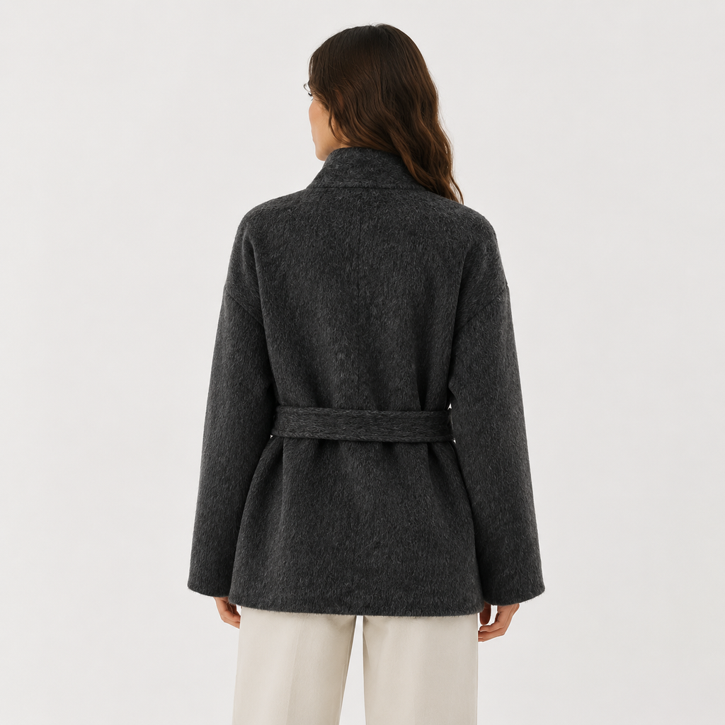 High Quality Classic Women's Wool Coats Solid Button Short Overcoat Belt Tie Breathable Autumn Winter Trenches Turtleneck Collar GC0016