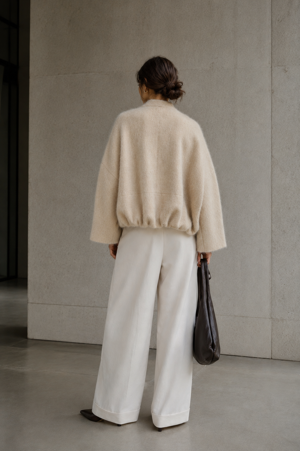 Single-Faced Wool Cashmere V-neck Full Sleeve Jacket Autumn/Winter 2026 New Arrival Handcrafted Elegant Womens Coat GC0032