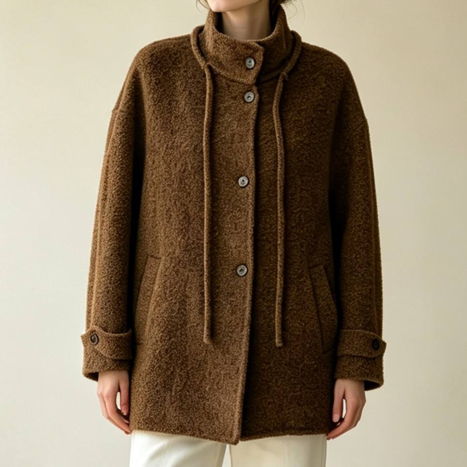 Autumn Women's Double Face Wool Coat Cashmere Blend Collar Overcoat 582
