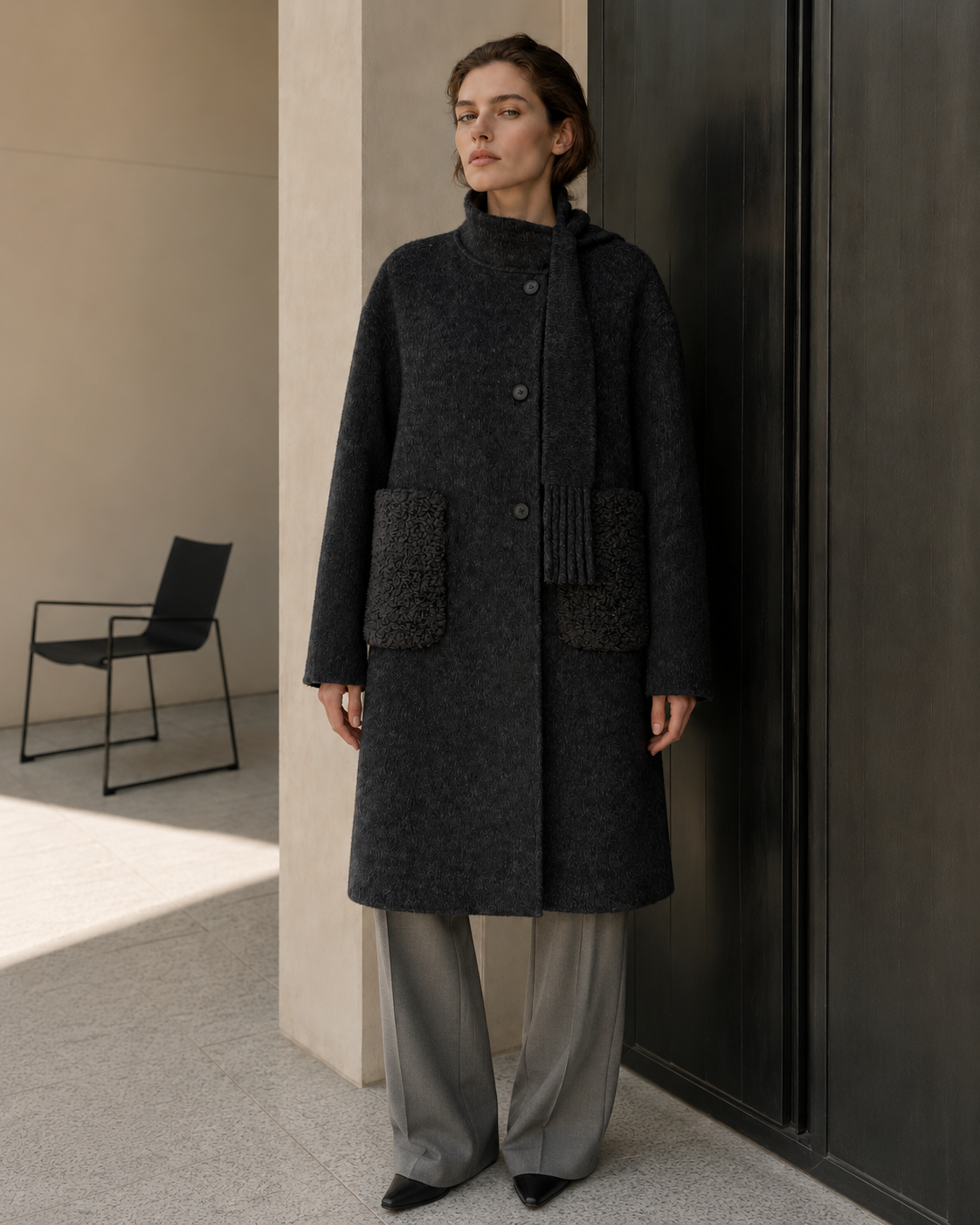 Turtleneck Women's Coat Long Sleeve Solid Casual Style Single Breasted Woolen Lining Winter Cashmere Coat GC0023