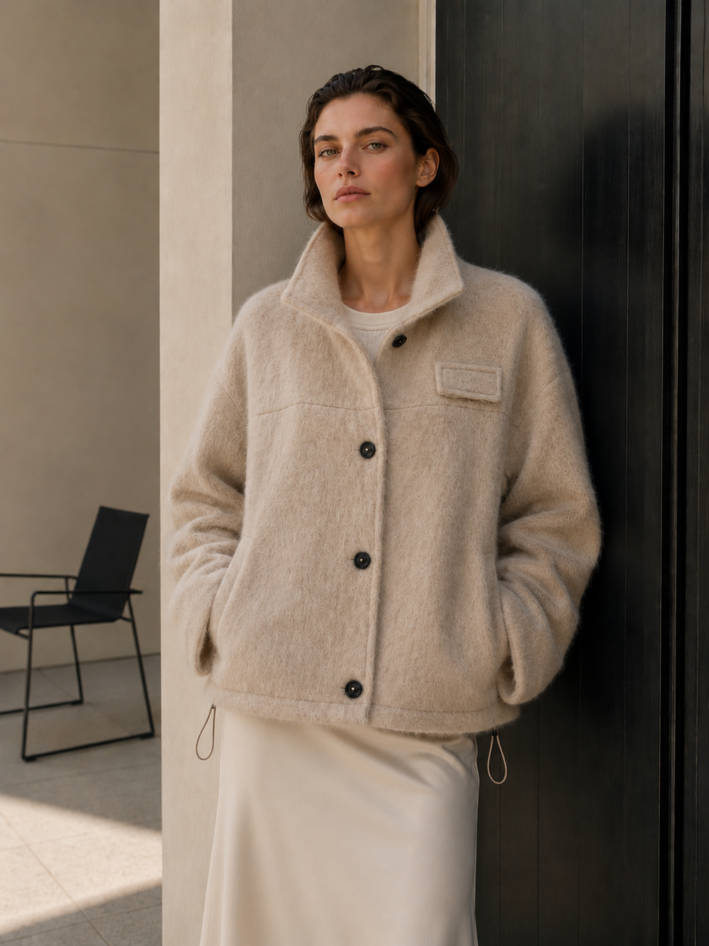 High Quality Thick Sheep Fur Women's Winter Wool Single Breasted Coat Wholesale B2B GC0055