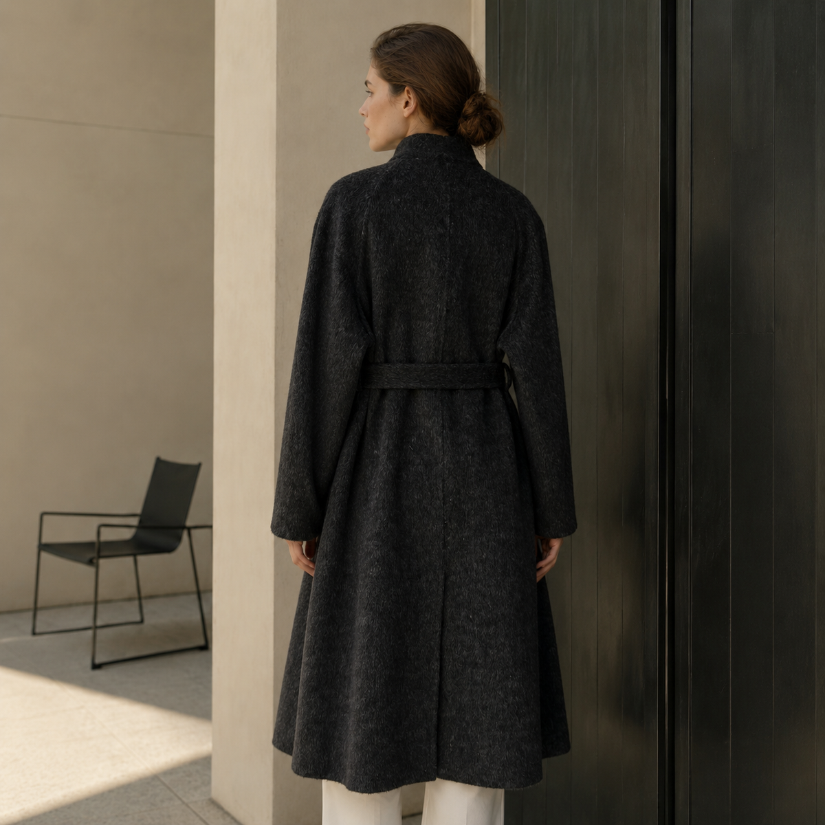 Women's Vintage Winter Coat Regular Length Double-Sided Stand Collar Thick Woolen Belt Fashionable Women's Coat GC0022