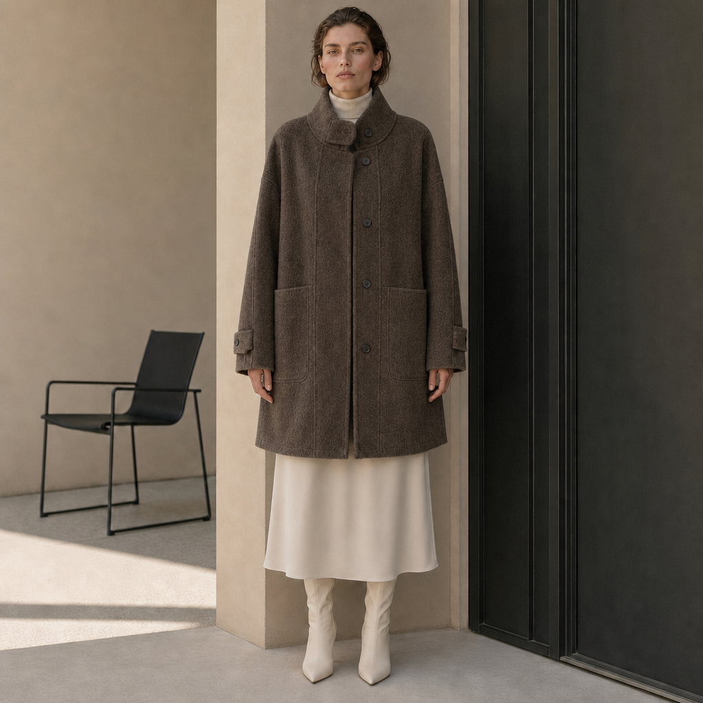 Women's Long Woven Woolen Double Breasted Button Breathable Stand Collar Trench Coat Solid Autumn Cashmere 559
