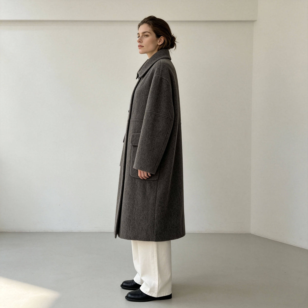 Women's Autumn Long Wool Cashmere Coat Double Face Wool Overcoat 7816