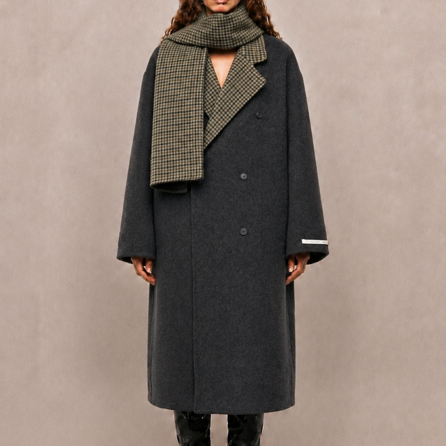 Women's Casual Double Breasted Wool Woven Coat Eco-Friendly & Breathable Hand Sewn Light Warm Winter Regular Length 8770