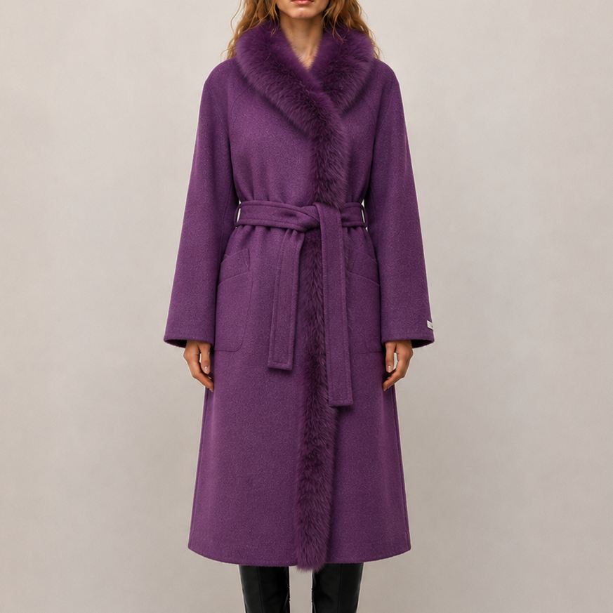 Custom OEM/ODM High-Quality Women's Winter Fashionable Elegant Jacket, Reversible Double-Faced Wool Long Coat L2627