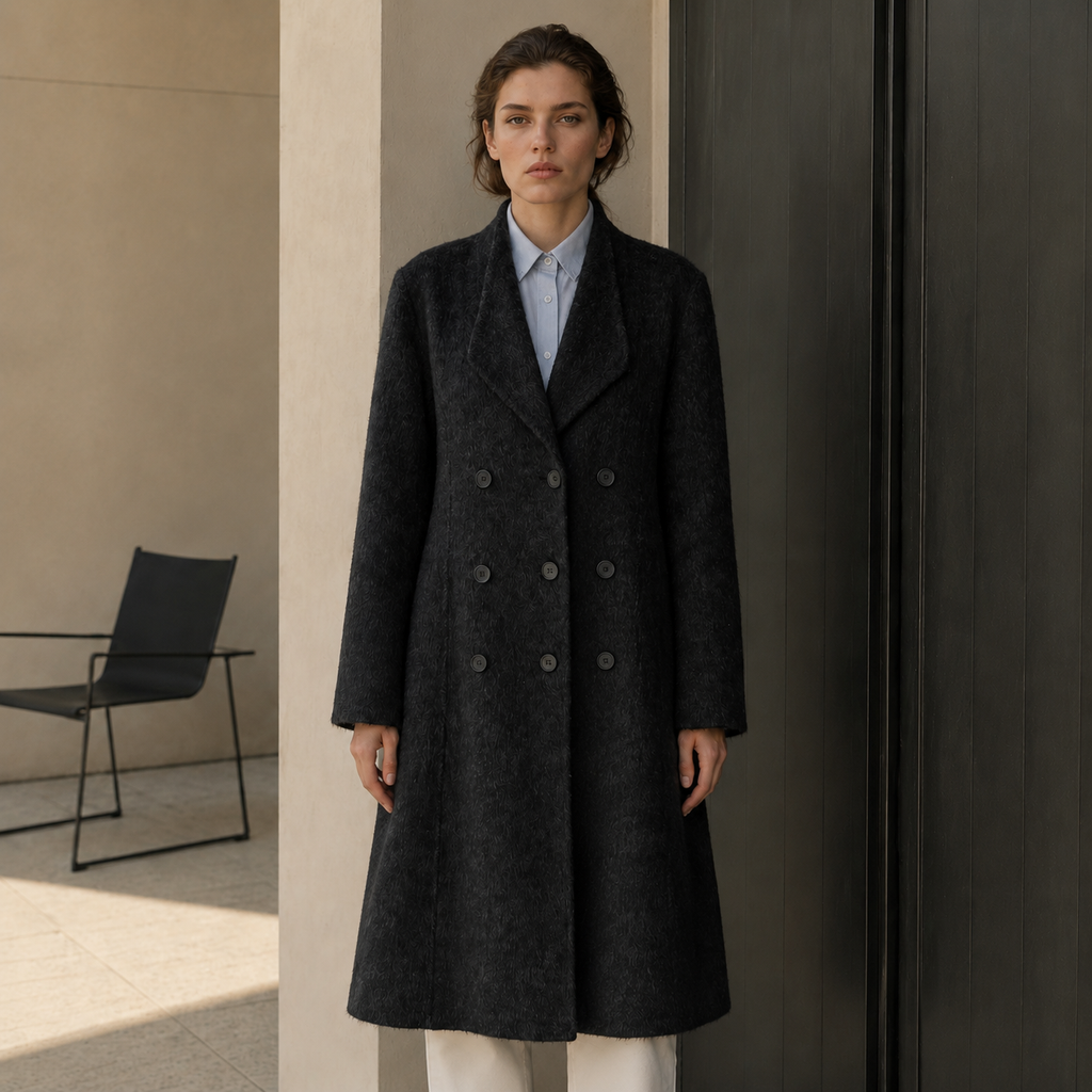 Winter Double Breasted Wool Cashmere Casual Coat Turn-Down Collar Solid Long Length Breathable Office Stylish Women Coat GC0021
