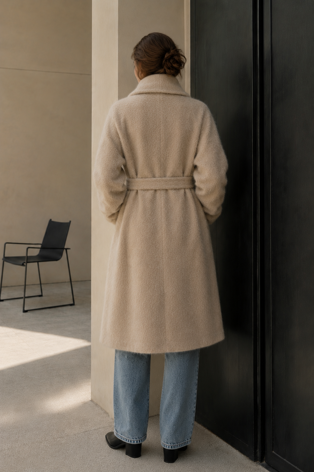 Elegant ENGLAND STYLE Regular Woolen Mohair Blend Wrap Coat Women's Oversized Belt Closure Winter Outerwear GC0049