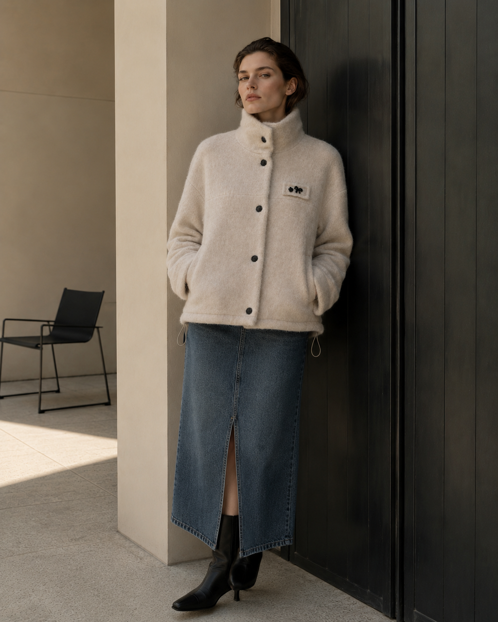 Women's Winter Alpaca Blend Thick Turn-down Collar Short Jacket Single Breasted Handmade Brushed Wool Elegant Coat GC0047