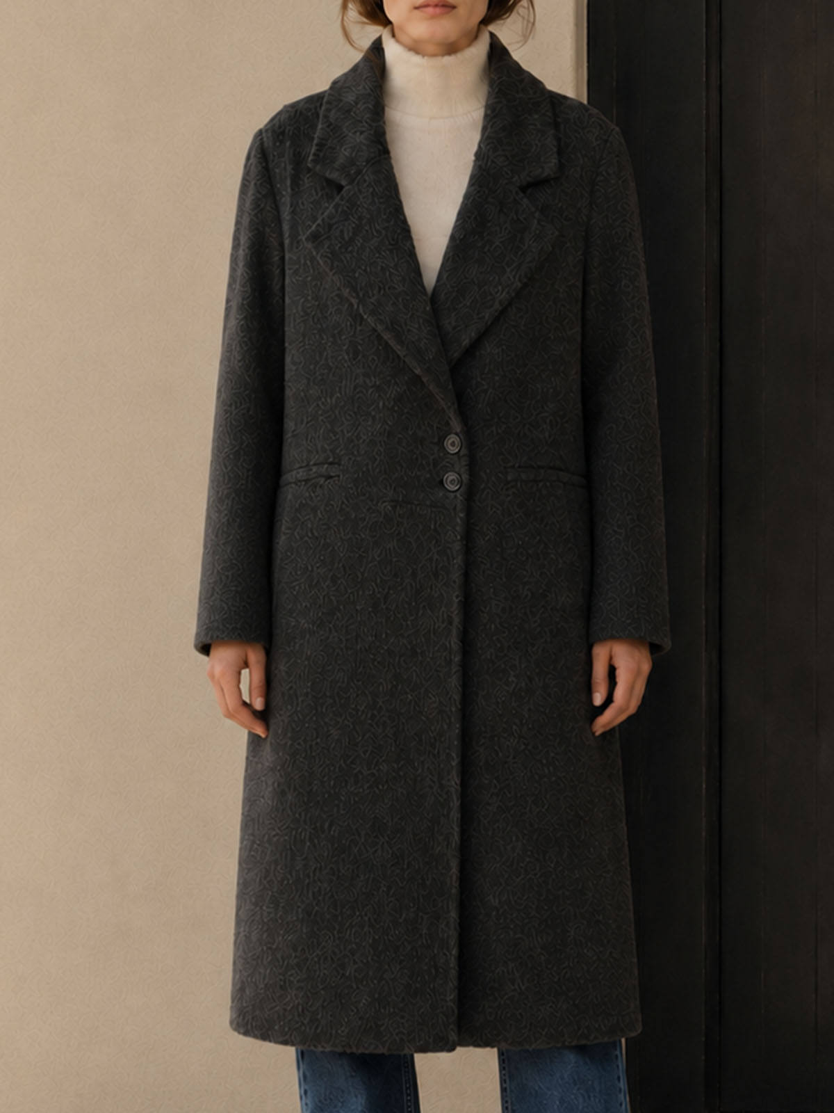 Women's Double-Face Cashmere Wool Woolen Coat Loose Sheep Windbreaker Lapel Single Button Long Winter Outwear Breathable Casual GC0008