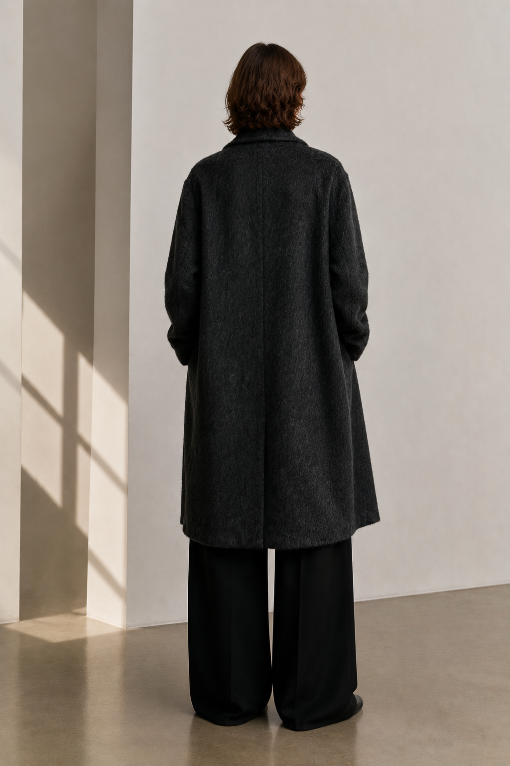 Women's Winter Formal Alpaca Blend Notch Lapel Luxury Hairy Wool Long Overcoat with Double-faced Wool and Single Buttons GC0003