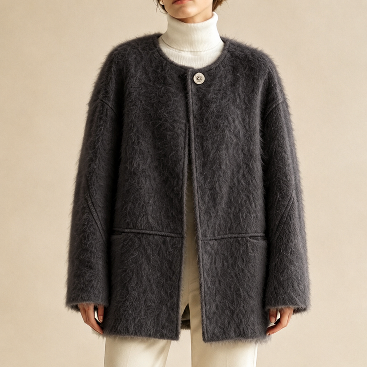 Women's Elegant Wool Overcoat Luxury Fashion Thick Warm Winter Coat 6635