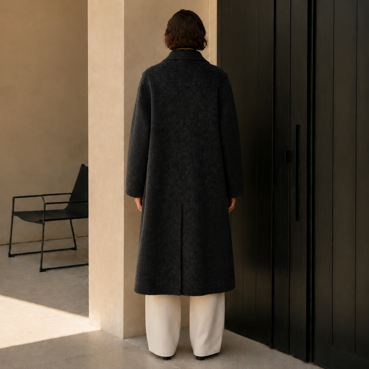 Autumn Winter Warming Wool Trench Coat with Single Buttons Long Closure Belt and Button Casual GC0017