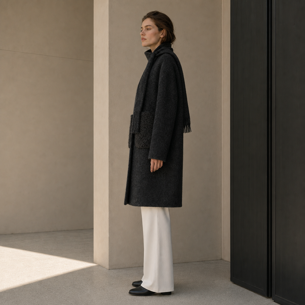 Turtleneck Women's Coat Long Sleeve Solid Casual Style Single Breasted Woolen Lining Winter Cashmere Coat GC0023