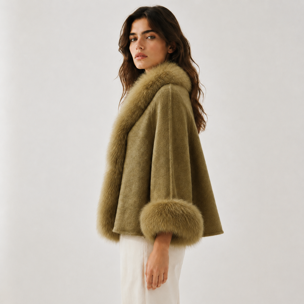 2026 New Arrival Premium Elegant Warm Wool/Cashmere Fur Coat Winter Plush Jacket Eco-Friendly Breathable Crop Detachable L25128