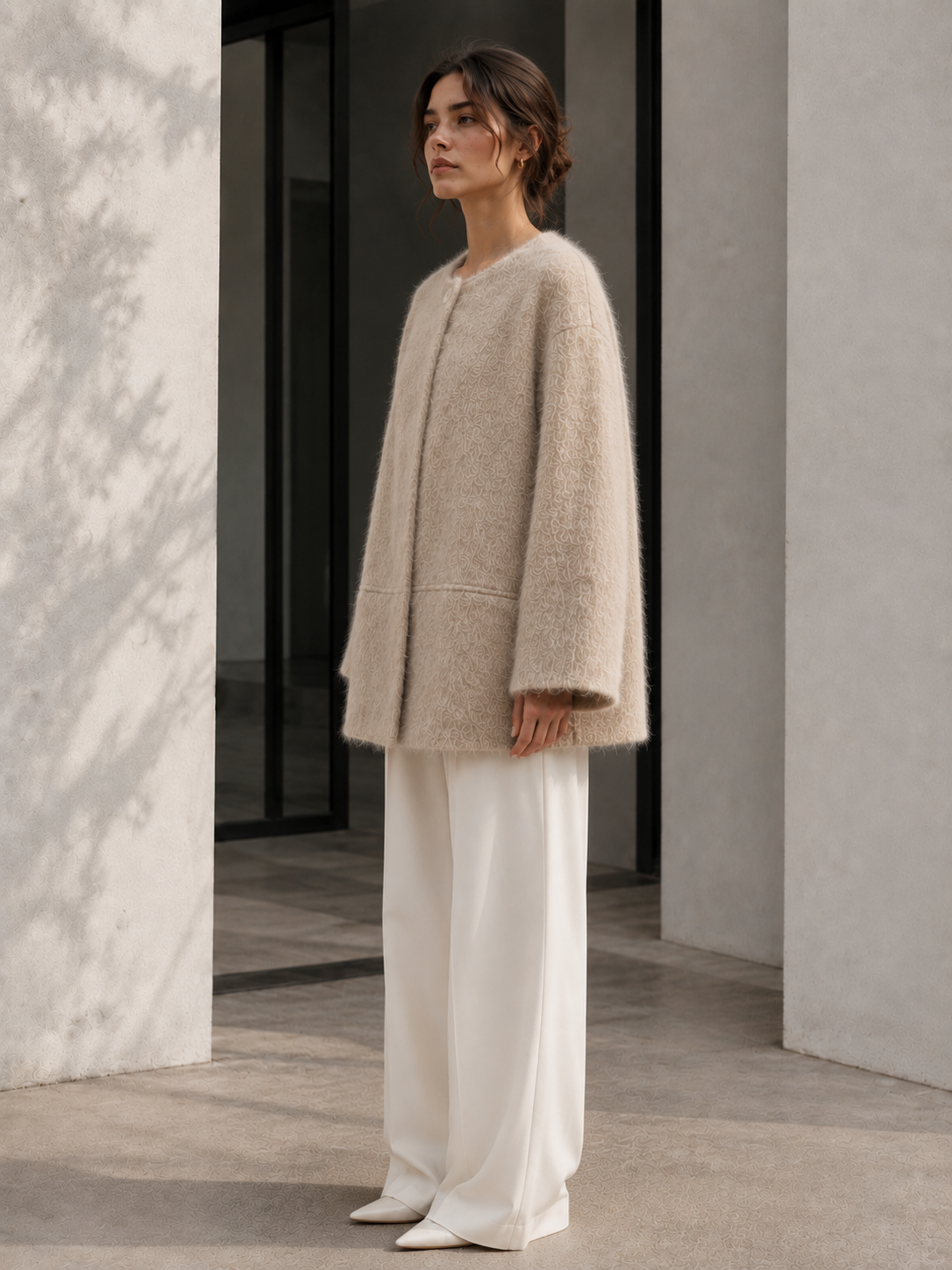 Popular Single Faced Thick Woolen Coat Women Regular Length European USA Style Elegant Button Closure Winter Outerwear Solid GC0033