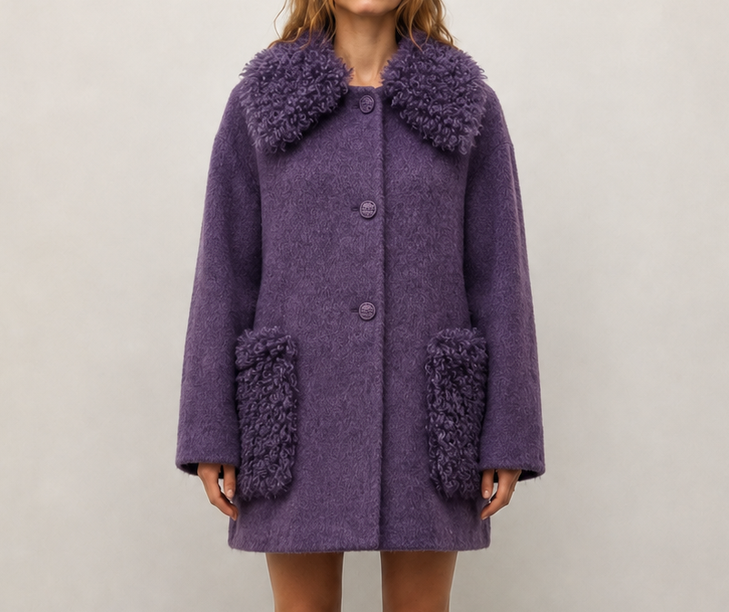 2026 Winter Women's Casual Woven Woolen Coat Turn-down Collar Reversible Double-Faced Cashmere Lining Breathable L2678