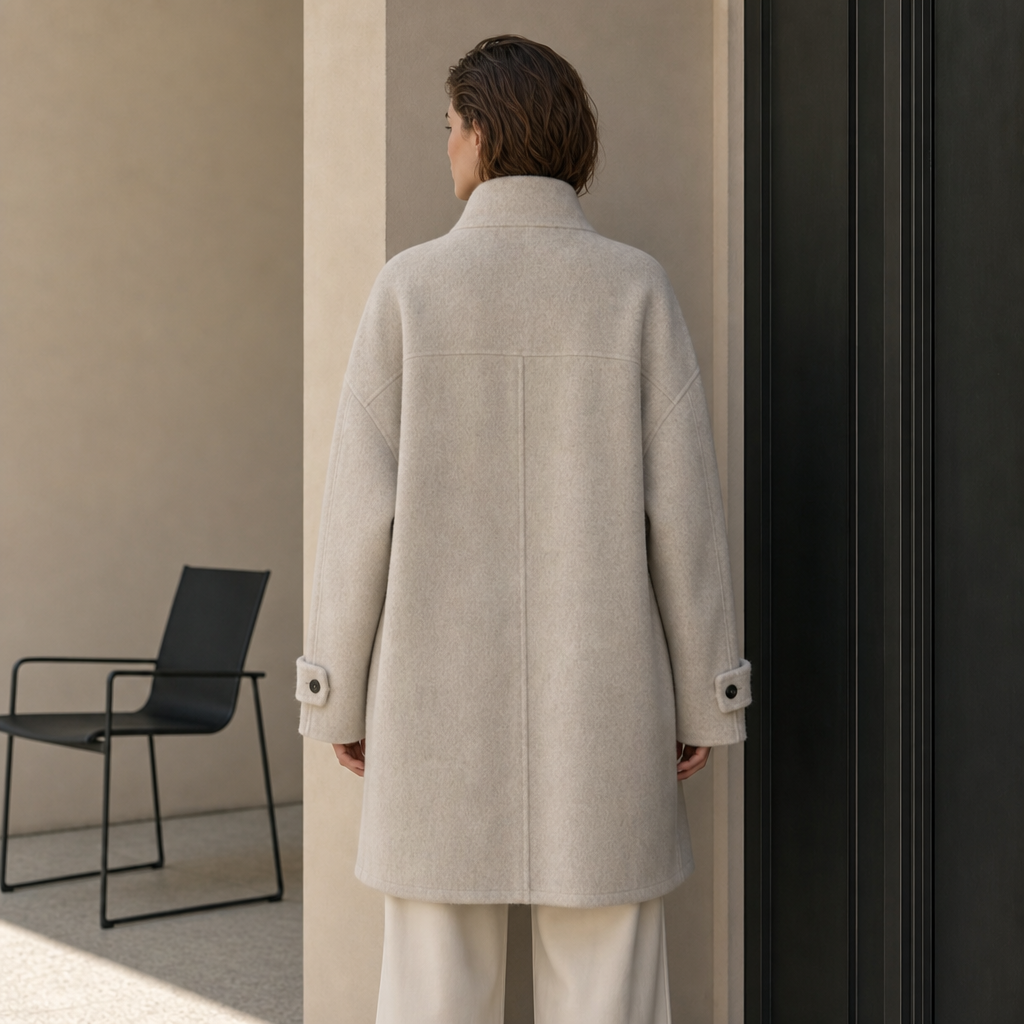Women's Long Woven Woolen Double Breasted Button Breathable Stand Collar Trench Coat Solid Autumn Cashmere 559