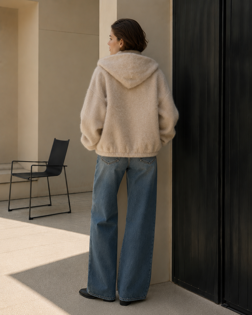 Women's Casual Hooded Woolen Blend Thick Jacket Soft Fuzzy Wool Coat Quiet Luxury Winter Outerwear with Pocket GC0038