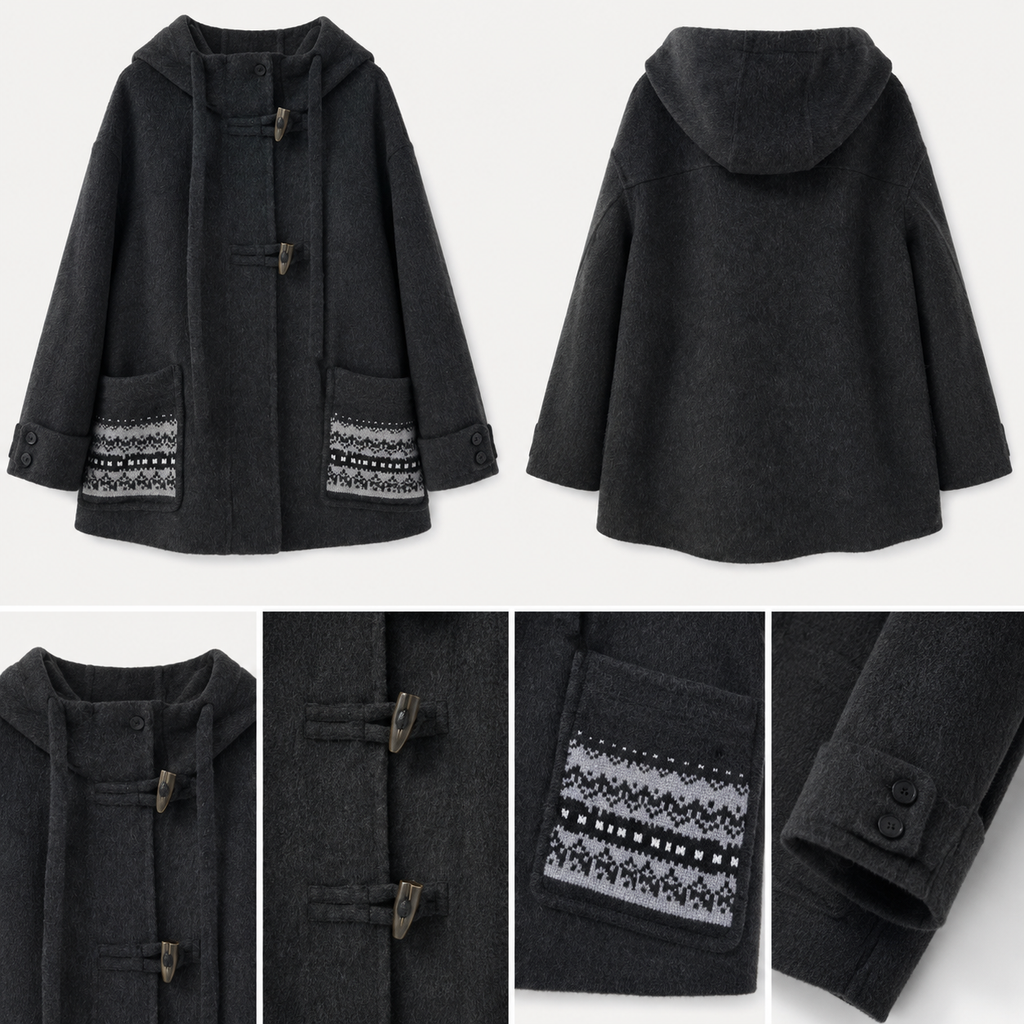 Women's Vintage Wool Coat with Cap Winter Clothes for Women 2026 New 811