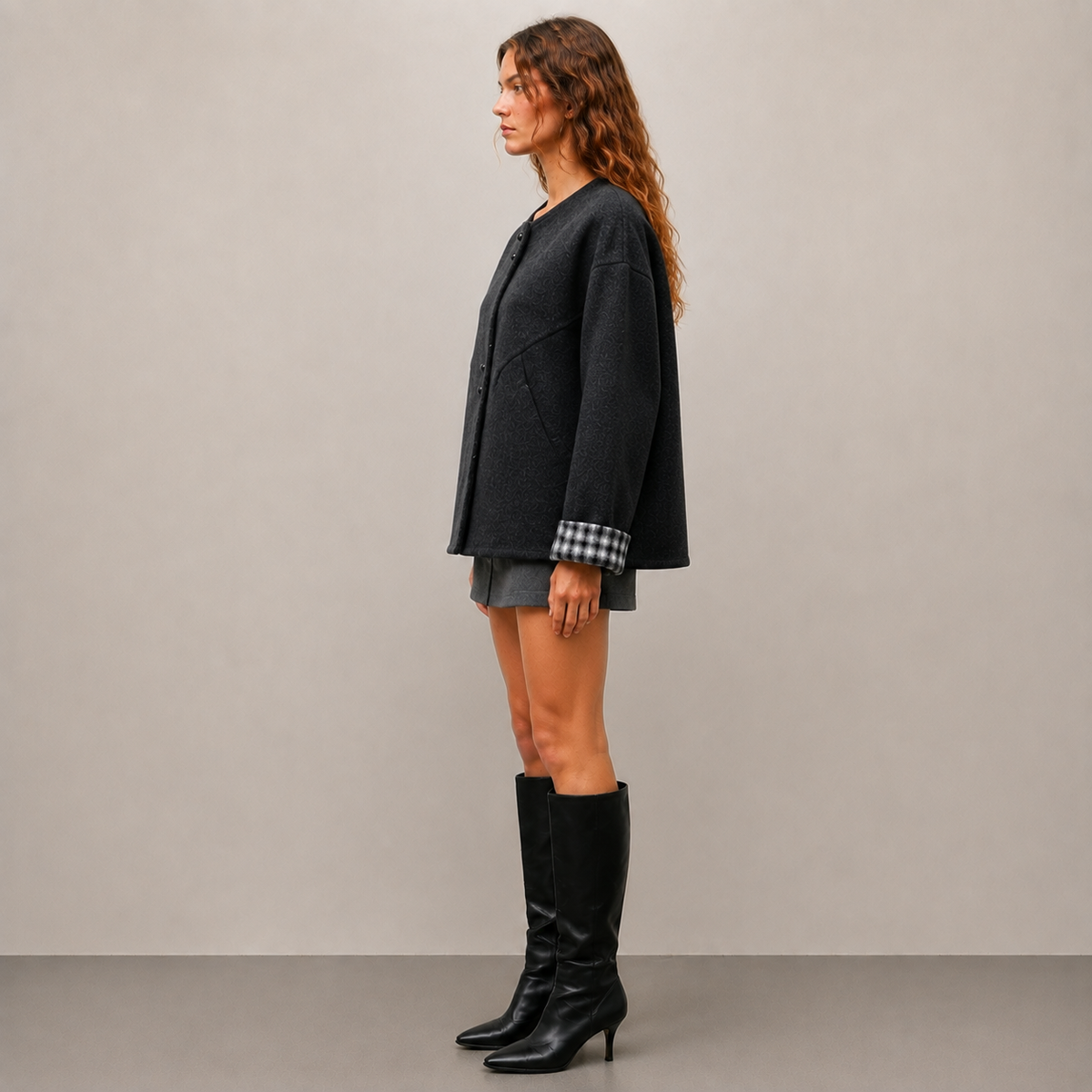Custom OEM/ODM High-Quality Women's Winter Casual Jacket, Reversible Double-Faced Wool Short Coat 8716
