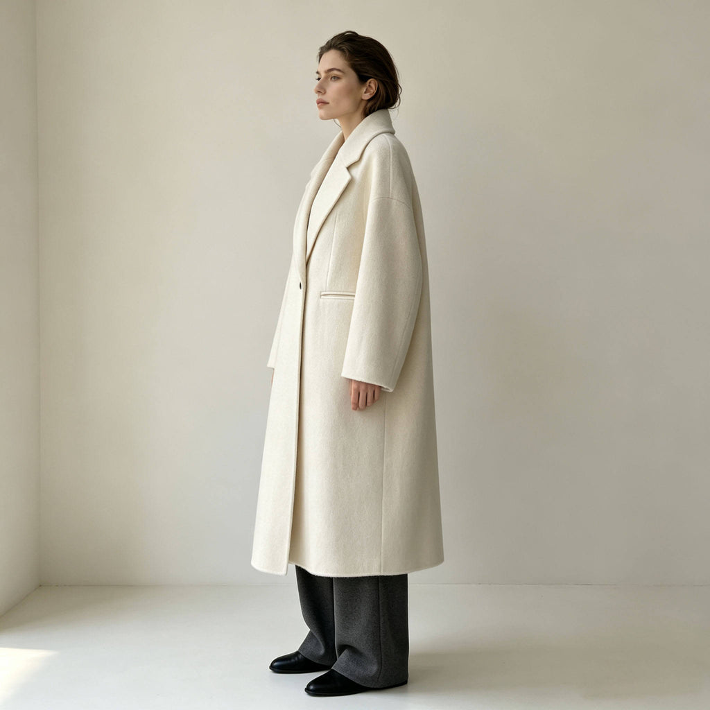 Autumn Women's Long Cashmere Wool Coat Double Face Wool Overcoat 8355