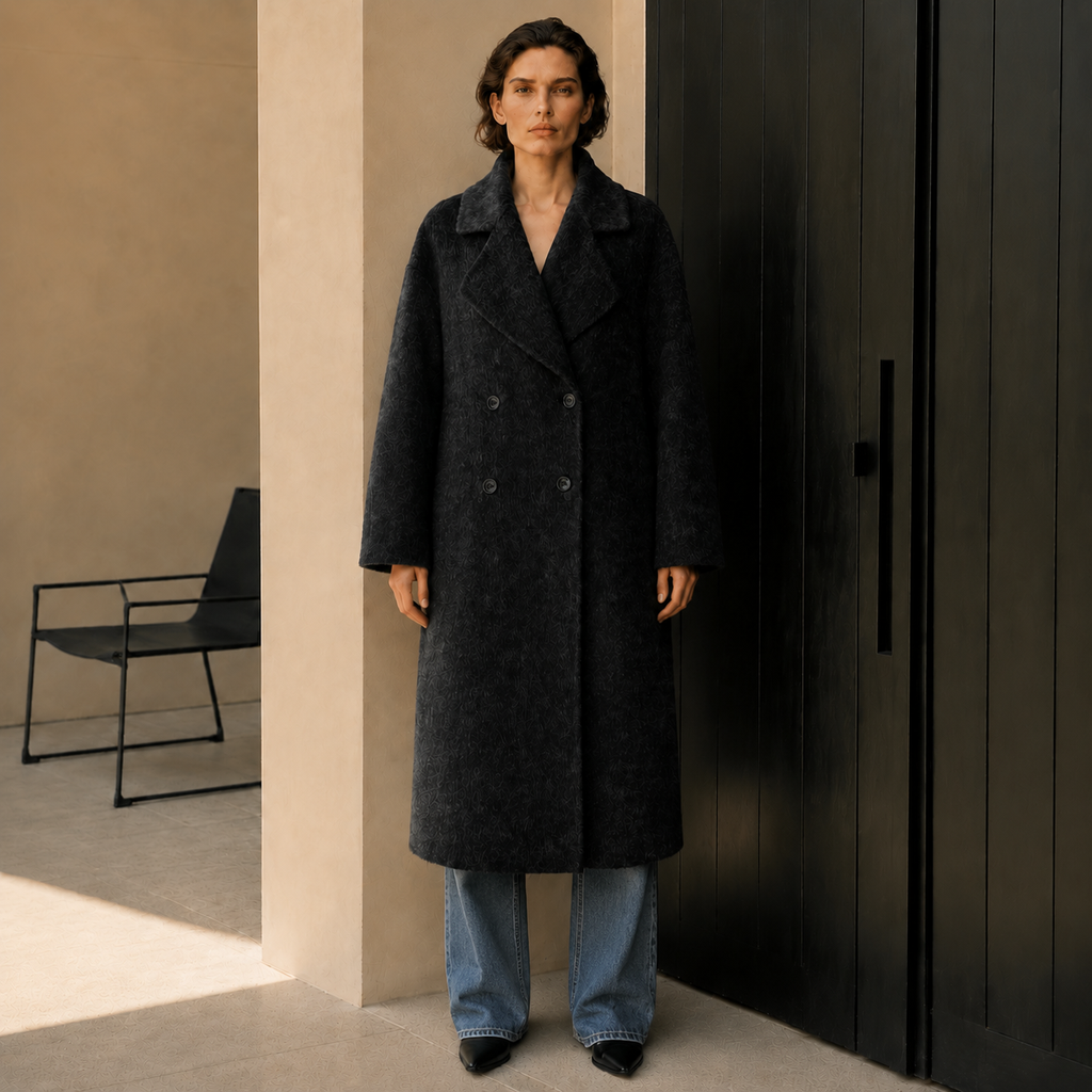 Winter Women's Long Coat Turn-Down Collar Woolen Fabric Cashmere Cotton Lining Double Breasted Casual Breathable Fleece Solid GC0015