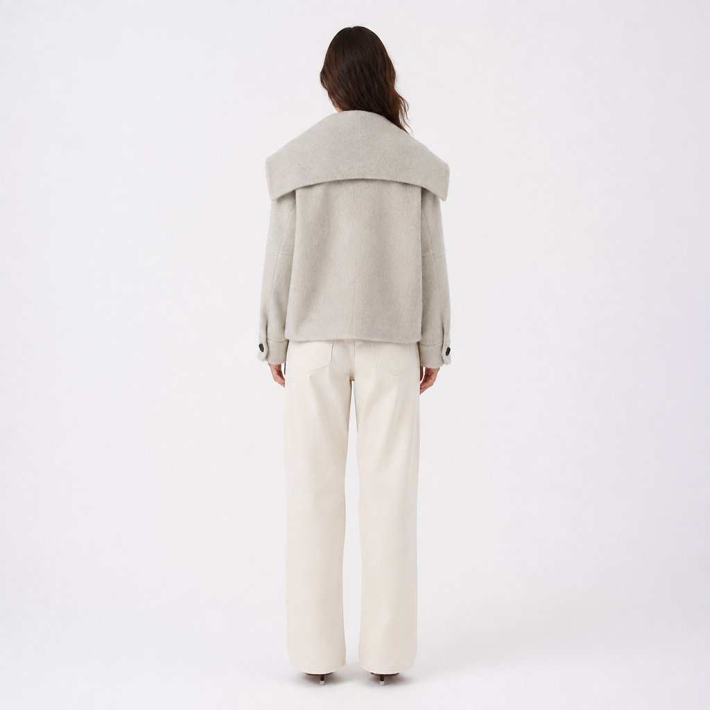 Wholesale Custom Women Wool Cashmere Coat Solid Color Breathable Winter Short Casual Elegant with Zippers 2627
