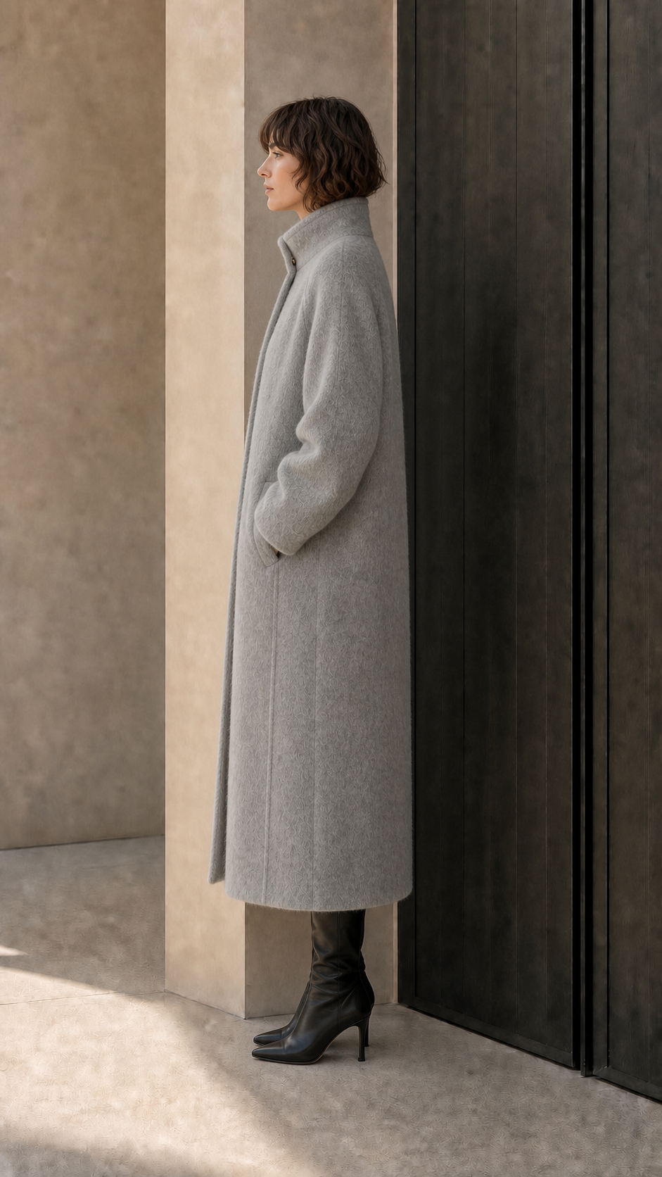 Women's Wool Overcoat with Cashmere Lining Long Length Button Front Warming Winter Design 816