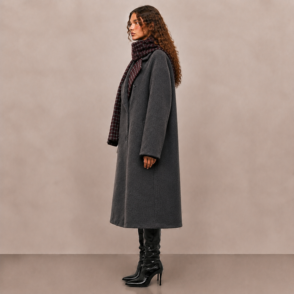 Women's Casual Double Breasted Wool Woven Coat Eco-Friendly & Breathable Hand Sewn Light Warm Winter Regular Length 8770