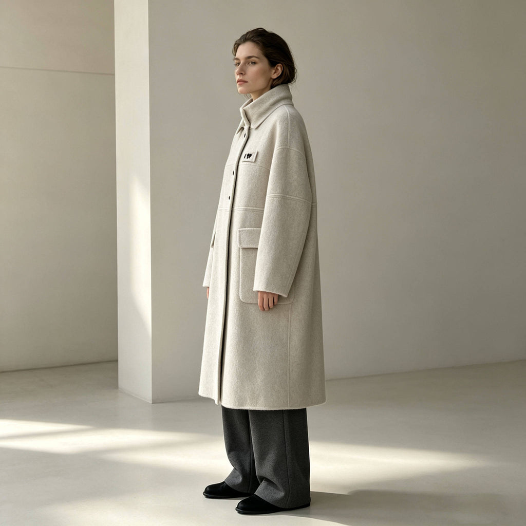 Women's Autumn Long Wool Cashmere Coat Double Face Wool Overcoat 7816
