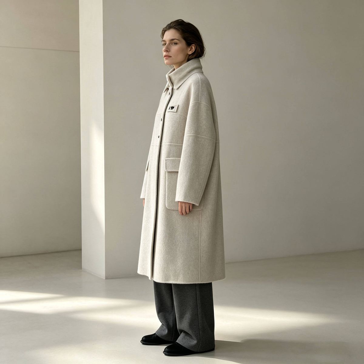 Women's Autumn Long Wool Cashmere Coat Double Face Wool Overcoat 7816
