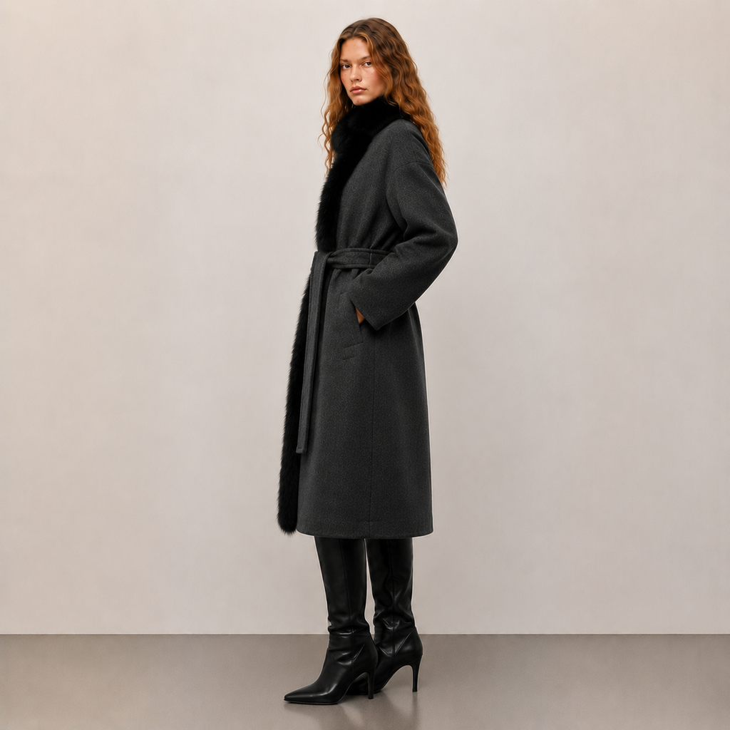 Custom OEM/ODM High-Quality Women's Winter Fashionable Elegant Jacket, Reversible Double-Faced Wool Long Coat L2627
