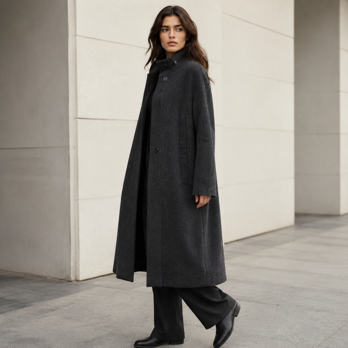 2026 New Luxury Women's Winter Coat High Quality Reversible Long Wool Woven Breathable Jacket 575