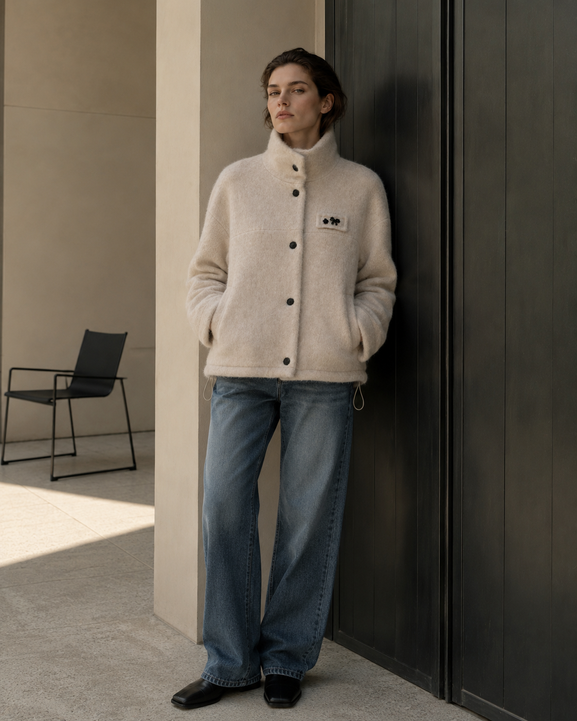 Women's Winter Alpaca Blend Thick Turn-down Collar Short Jacket Single Breasted Handmade Brushed Wool Elegant Coat GC0047