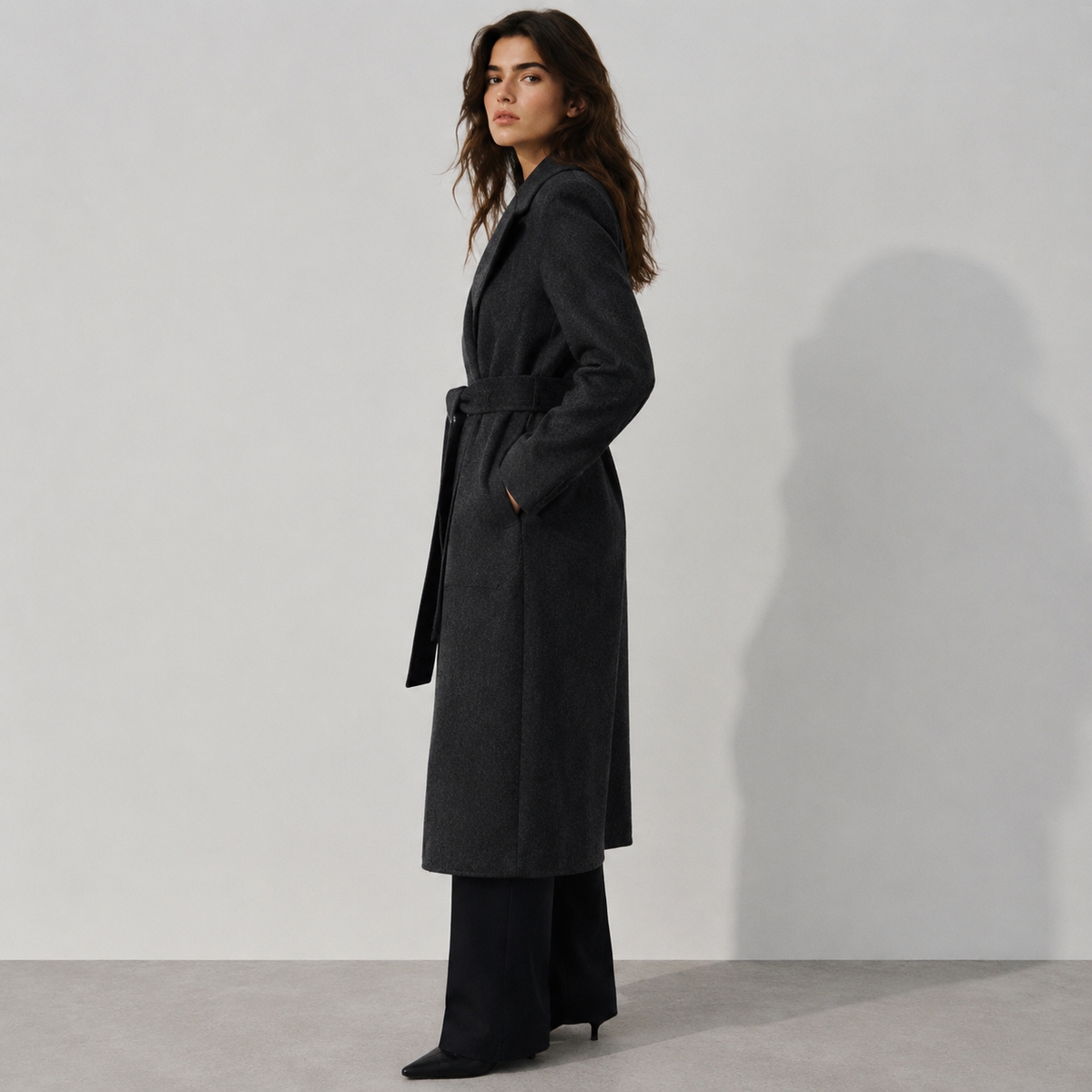 2026 New Women's Winter Wool Coat, Elegant High-End Thick Outerwear with Lapel Collar N8817