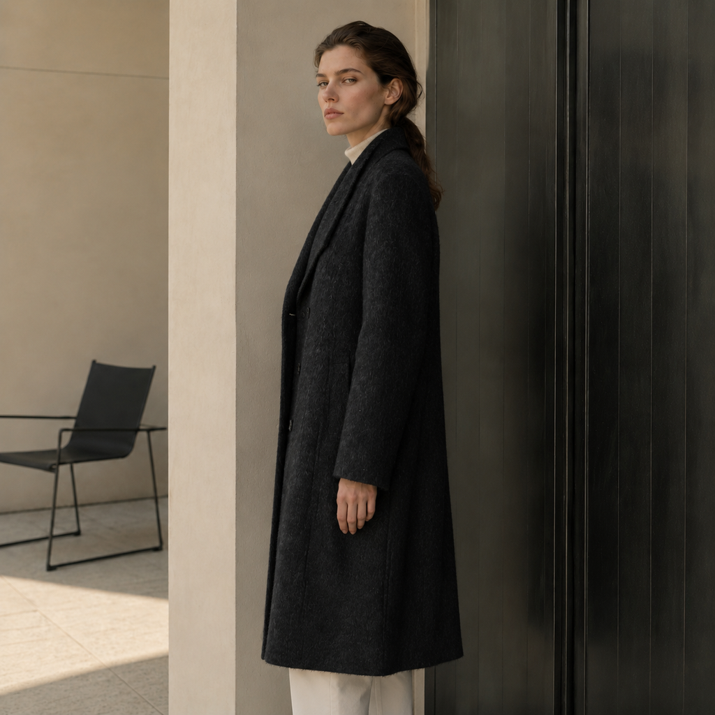 Winter Double Breasted Wool Cashmere Casual Coat Turn-Down Collar Solid Long Length Breathable Office Stylish Women Coat GC0021