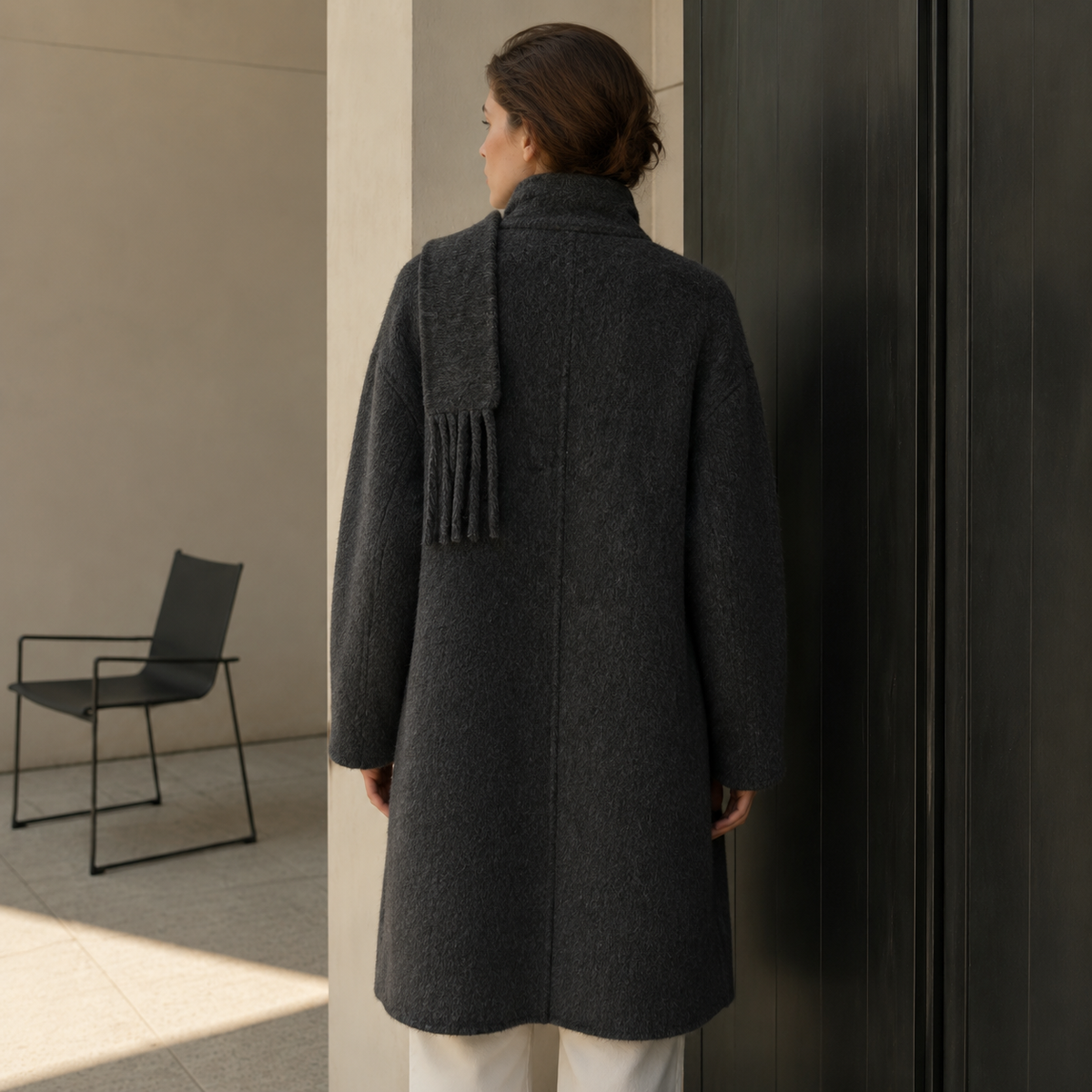 Turtleneck Women's Coat Long Sleeve Solid Casual Style Single Breasted Woolen Lining Winter Cashmere Coat GC0023