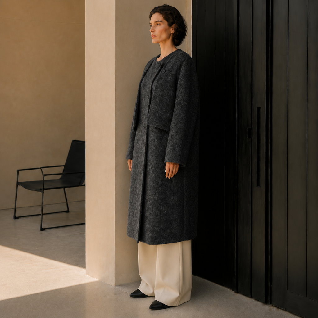 Autumn Winter Warming Wool Trench Coat with Single Buttons Long Closure Belt and Button Casual GC0017