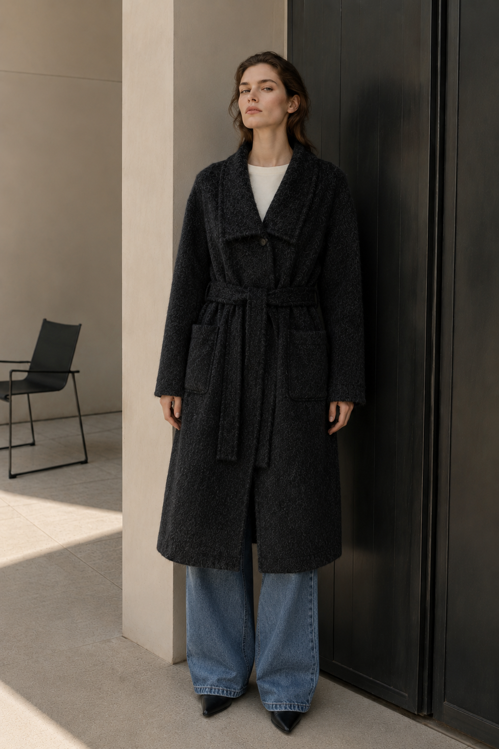 Women's Casual Style Regular Winter Trench Coat Woolen Cashmere Lining Nonwoven Weaving Single Button Belt Closure GC0026