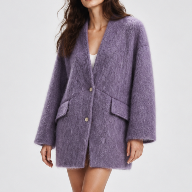 2026 New Winter Women's Fashion Reversible Double-Faced Wool Coat Loose Designer Jacket 6696