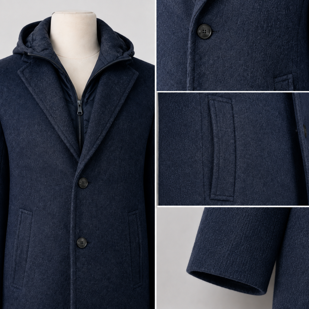 Long Vintage Hooded Wool-Blend Woven Windproof Casual Women's Coat with Detachable Liner ZP0001