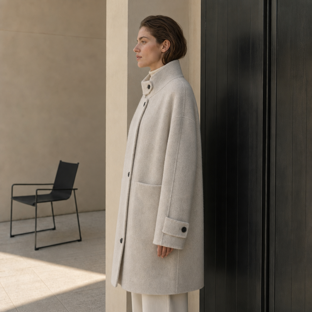 Women's Long Woven Woolen Double Breasted Button Breathable Stand Collar Trench Coat Solid Autumn Cashmere 559
