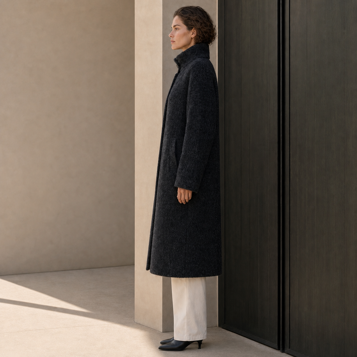 Women's Wool Overcoat with Cashmere Lining Long Length Button Front Warming Winter Design 816