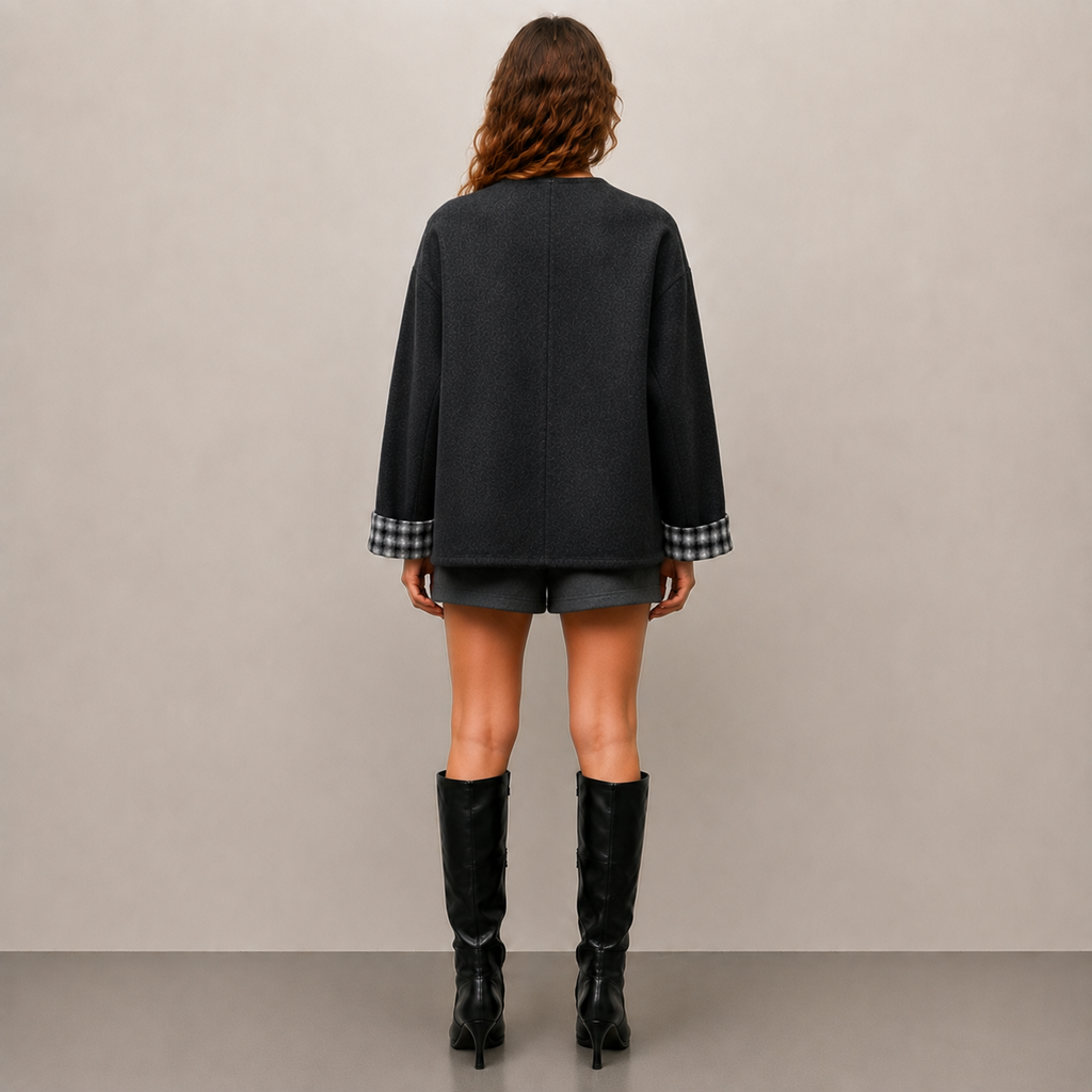 Custom OEM/ODM High-Quality Women's Winter Casual Jacket, Reversible Double-Faced Wool Short Coat 8716