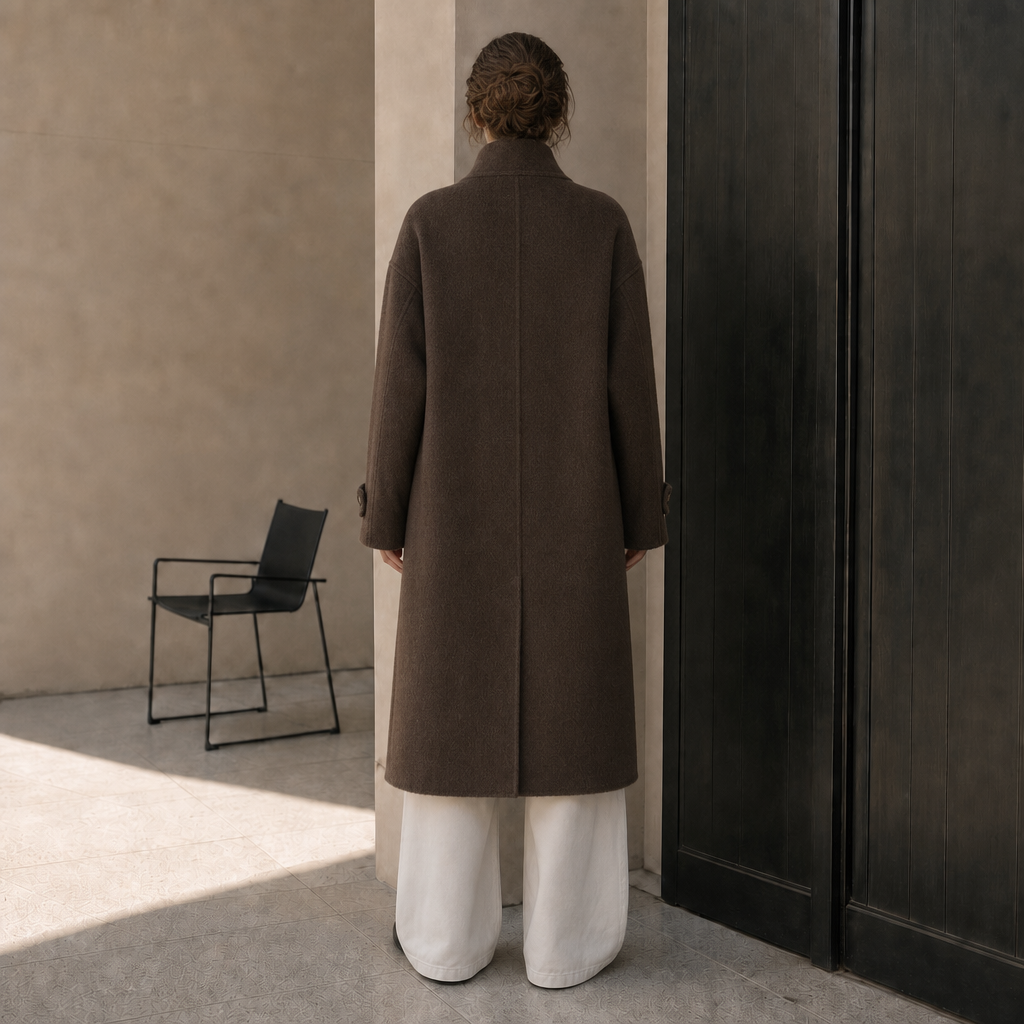 Women's Formal Long Woolen Coat Turn-down Collar Solid Breathable Elegant Full Sleeve Cashmere Lining Winter Normcore/Minimalist 567
