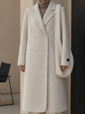 Women's Formal Long Woolen Coat Turn-down Collar Solid Breathable Elegant Full Sleeve Wool &amp; Cashmere Blend Winter 8861