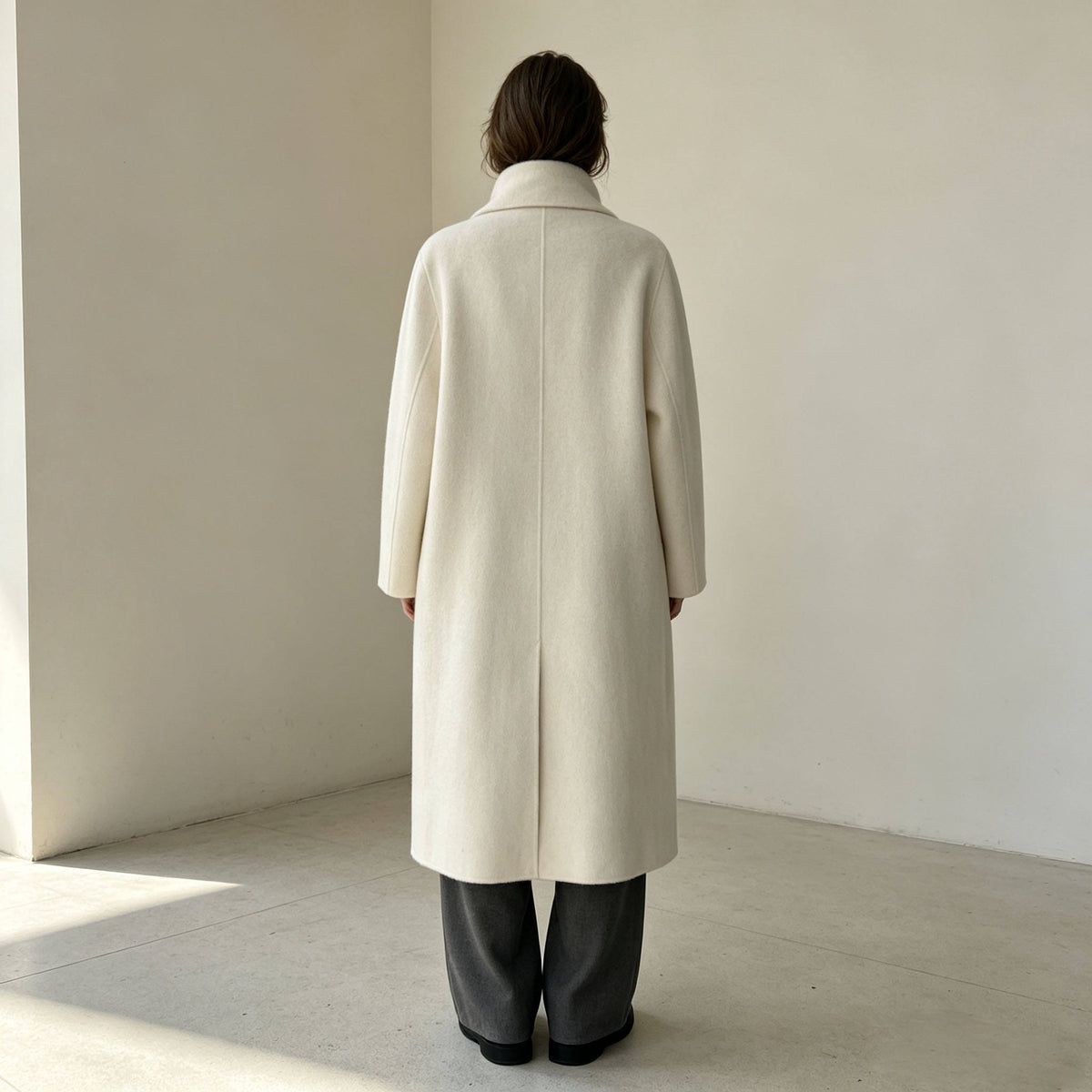 Autumn Women's Long Cashmere Wool Coat Double Face Wool Overcoat 8355