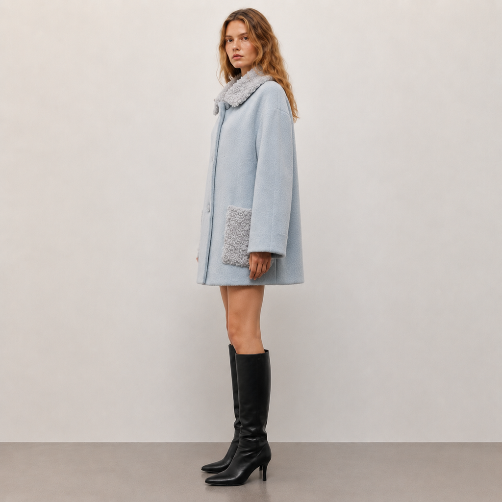 2026 Winter Women's Casual Woven Woolen Coat Turn-down Collar Reversible Double-Faced Cashmere Lining Breathable L2678